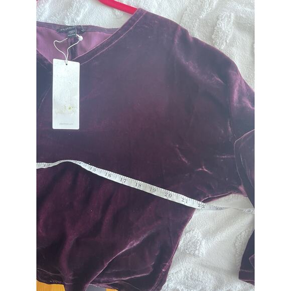 Eileen Fisher Boxy 90’s Dolman Sleeve Silk Velvet V Neck Top XXS NWT $278 - Picture 4 of 6